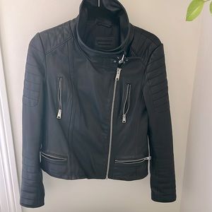 Size 8 AllSaints Cowl-Neck leather jacket